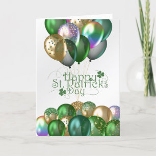 Saint Patricks Day Grönt Balloons Shamrock Helgkort