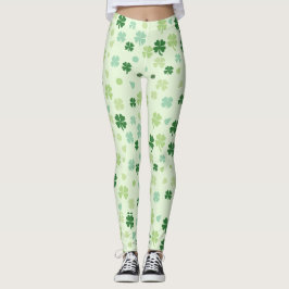 Saint Patricks Day Grönt Cover Shamrocks Mönster Leggings