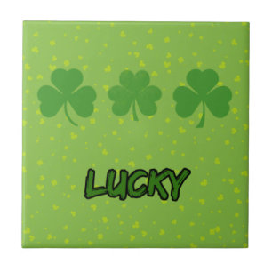 Saint patrick's day, Grönt Klöver, Lucky Klöver Kakelplatta