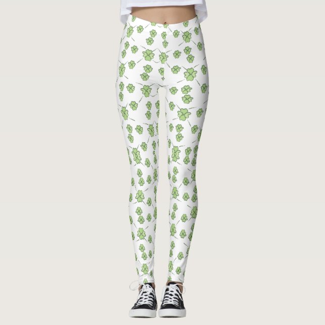 Saint patrick's day Grönt Shamrock Klöver Leggings (Framsida)