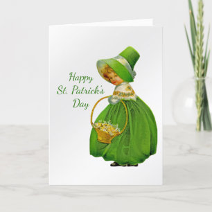 Saint Patricks Day Grönt Vintage Irish Girl Helgkort