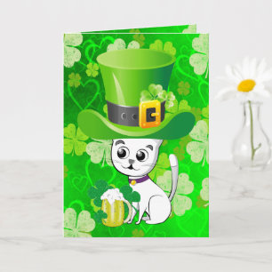 Saint patrick's day-hälsningskort ShamrockCat Beer Kort