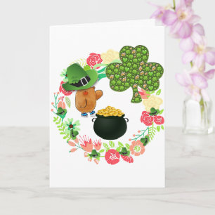 Saint patrick's day-hälsningskort Teddy BearFloral Kort