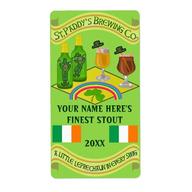Saint patrick's day Home Brew Beer Flaska-etikett Fraktsedel (Framsidan)