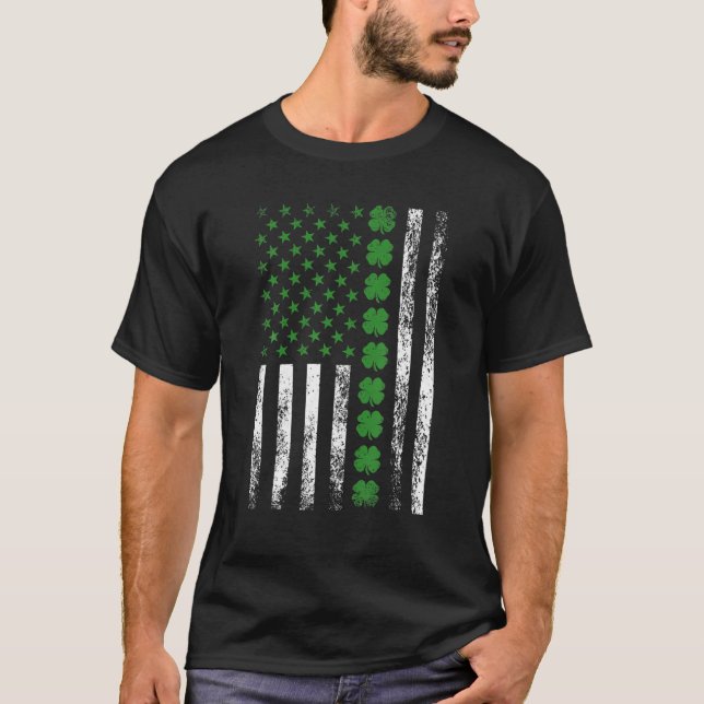saint patrick's day Irich American Flagga T Shirt (Framsida)