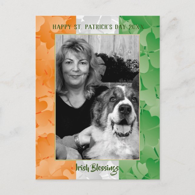 Saint patrick's day Irish flagga klöver fotot ram Vykort (Framsida)