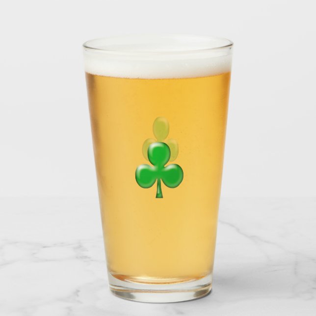 Saint patrick's day Irish Grönt Klöver Symbol Beer Glaskopp (Framsida fylld)