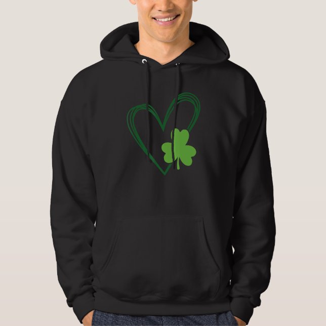 Saint patrick's day Irish Shamrock Heart För manar Hoodie (Framsida)