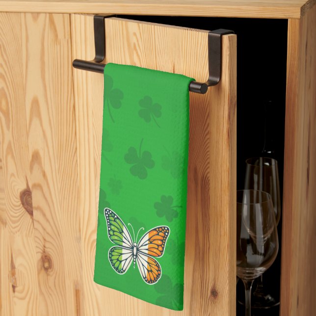 Saint Patrick's Day irländsk fjäril Kökshandduk (Thirds Fold)