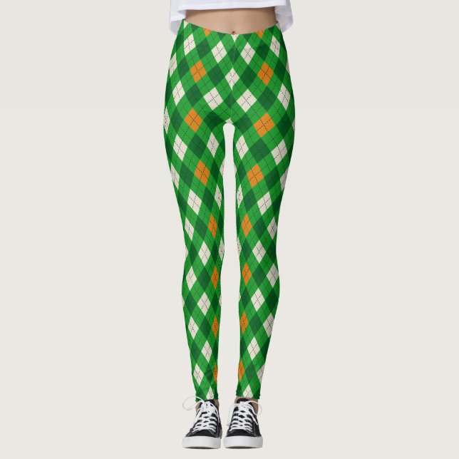 Saint Patrick's Day irländska färgade argyle Leggings (Framsida)