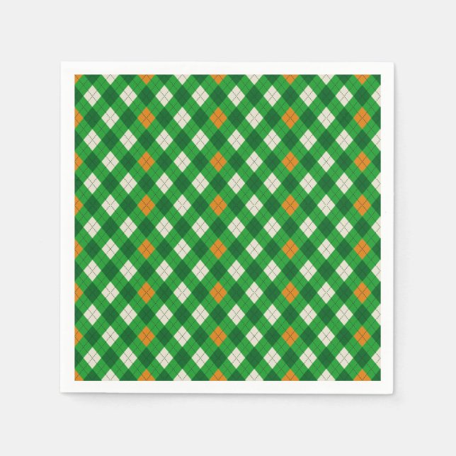 Saint Patrick's Day irländska färgade argyle Pappersservett (Framsidan)