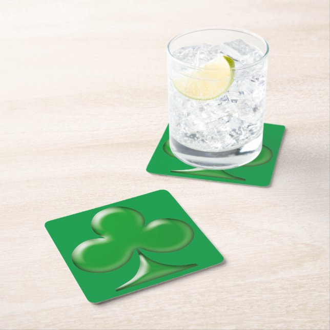 Saint Patrick's Day Irländska gröna klöver Shamroc Underlägg Papper Kvadrat (Insitu)