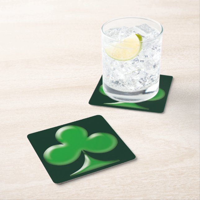 Saint Patrick's Day irländska mörkgröna Shamrock Underlägg Papper Kvadrat (Insitu)