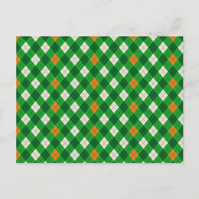 Saint Patrick's Day irländskt färgad argyle Vykort (Framsida)