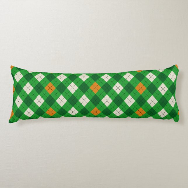 Saint Patrick's Day irländskt färgat argyle Kroppskudde (Framsidan)