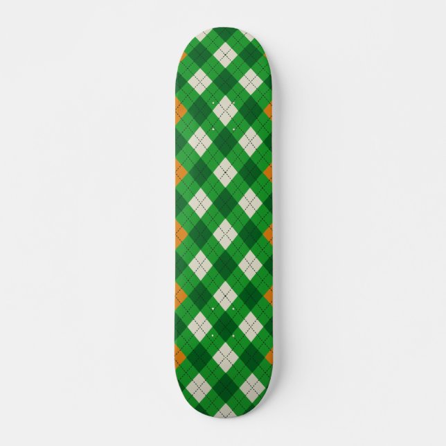 Saint Patrick's Day irländskt färgat argyle Mini Skateboard Bräda 18,5 Cm (Framsida)