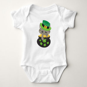 Saint patrick's day Katt, Klöver, DEL Guld T Shirt