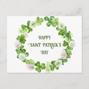 Saint Patricks Day Klöver Watercolor Wandeans Vykort