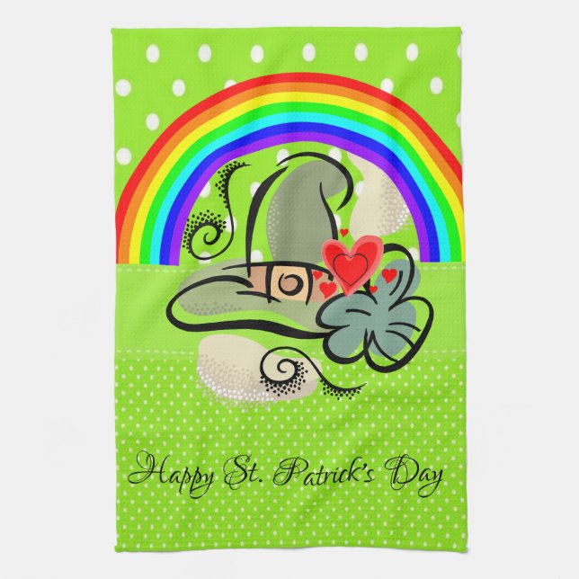 Saint Patrick's Day Kökshandtork Regnbåge Kökshandduk (Vertikal)
