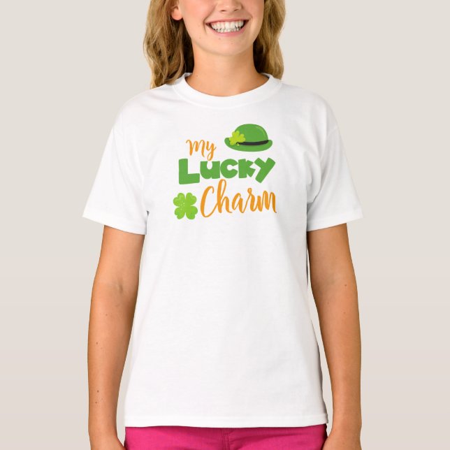 Saint patrick's day, Leprechaun Hat, Lucky Charm T Shirt (Framsida)