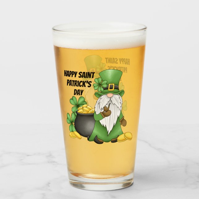 Saint patrick's day leprechaun ölglas glaskopp (Framsida fylld)