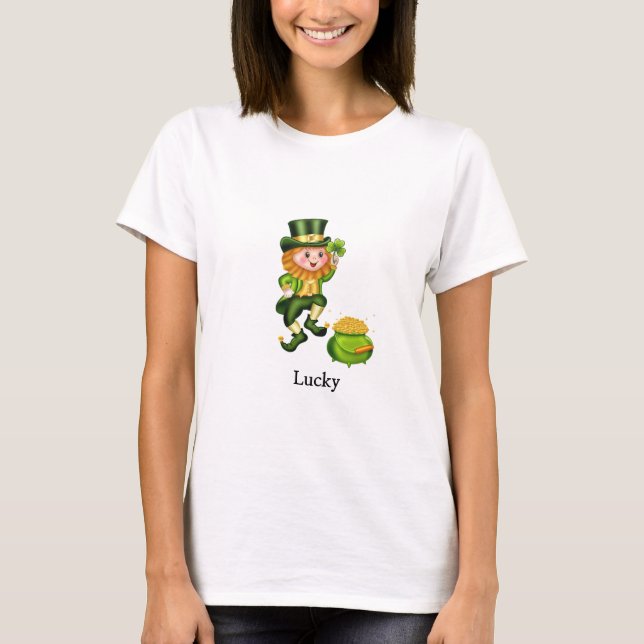 Saint patrick's day leprechaun & pot guld t shirt (Framsida)