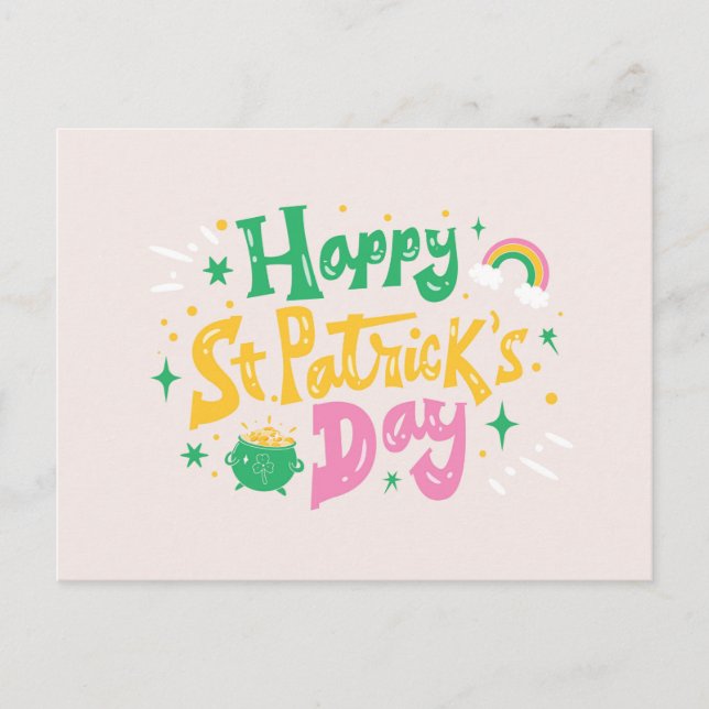 SAINT PATRICKS DAY LETTERING VYKORT (Framsida)