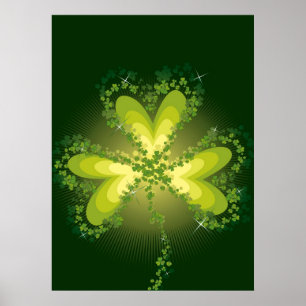 Saint patrick's day Lucky Klöver Shamrock Irish Poster
