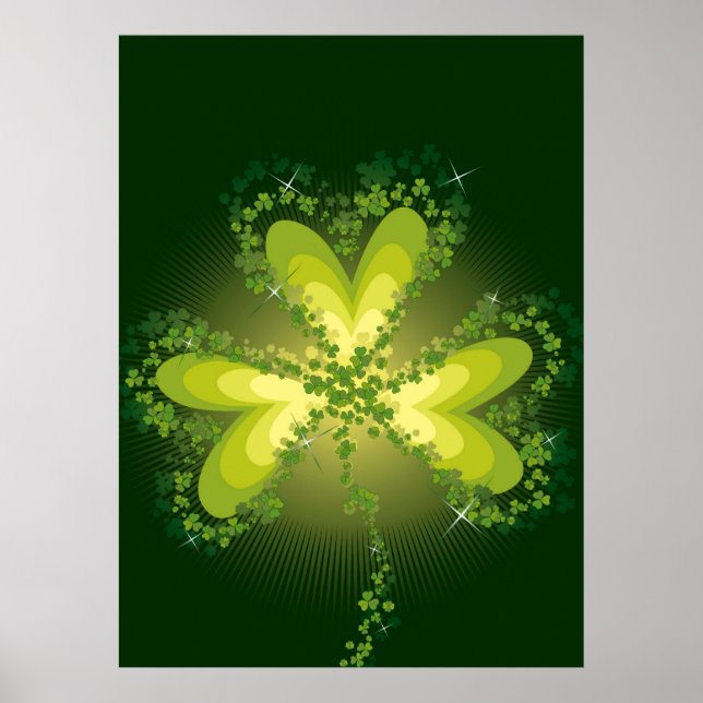 Saint patrick's day Lucky Klöver Shamrock Irish Poster (Framsidan)