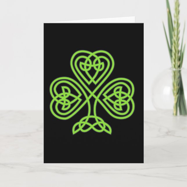 Saint patrick's day Notecard~Celtic Shamrock Kort (Framsida)