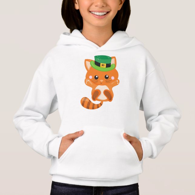 Saint patrick's day, Orange Katt, Leprechaun Hat T Shirt (Framsida)