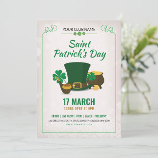 Saint Patricks Day Party Invitation Inbjudningar