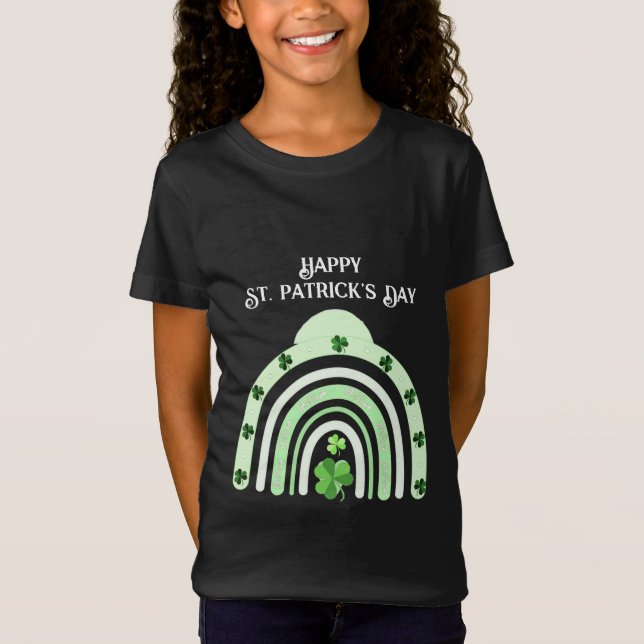 Saint Patricks Day Rainbow Shamrocks Lucky Girl T- T Shirt (Framsida)