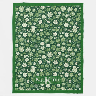Saint Patricks Day Regnande Shamrock 4-Bladig Klöv Fleecefilt