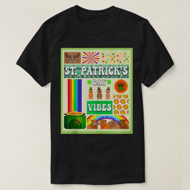 Saint Patricks Day Retro Capybara Plush Pets Funny T Shirt (Design framsida)