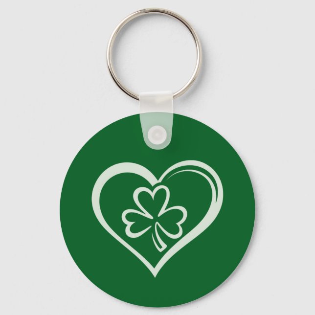 Saint Patrick's Day Roligt Shamrock Hjärtat Irländ Nyckelring (Framsida)