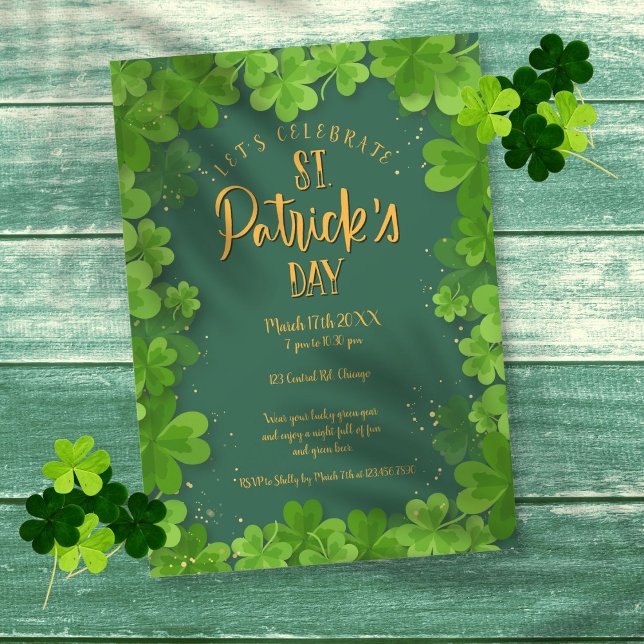 Saint Patrick's Day Shamrock-fest Invitation Inbjudningar (Saint Patrick's Day Shamrock Party Invitation)