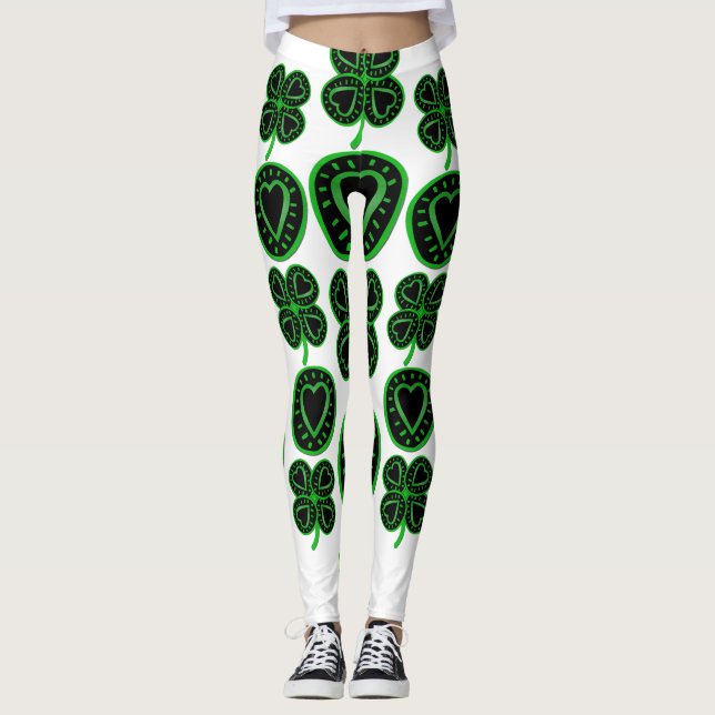 Saint patrick's day Shamrock Heart Leggings 4 (Framsida)