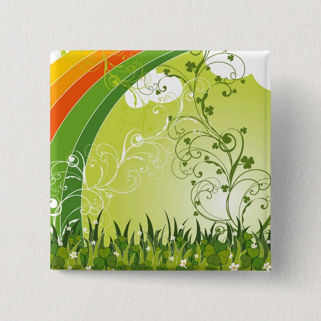 Saint patrick's day Shamrock Lucky Klöver Button Knapp (Framsida)