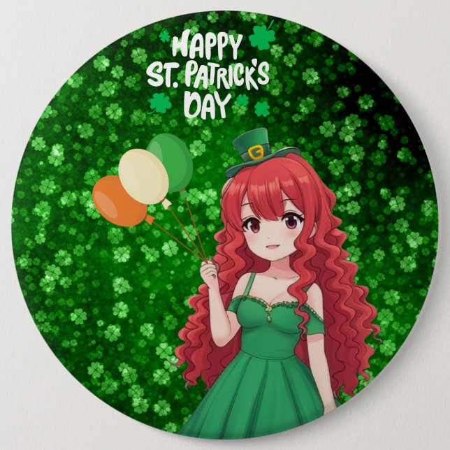 Saint patrick's day söt, iriska djurglas knapp (Framsida)
