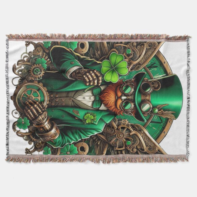 Saint patrick's day steampunk klöver filt (Framsidan)