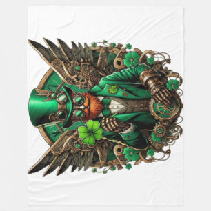 Saint patrick's day steampunk klöver fleecefilt