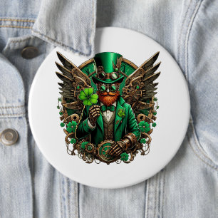 Saint patrick's day steampunk klöver knapp