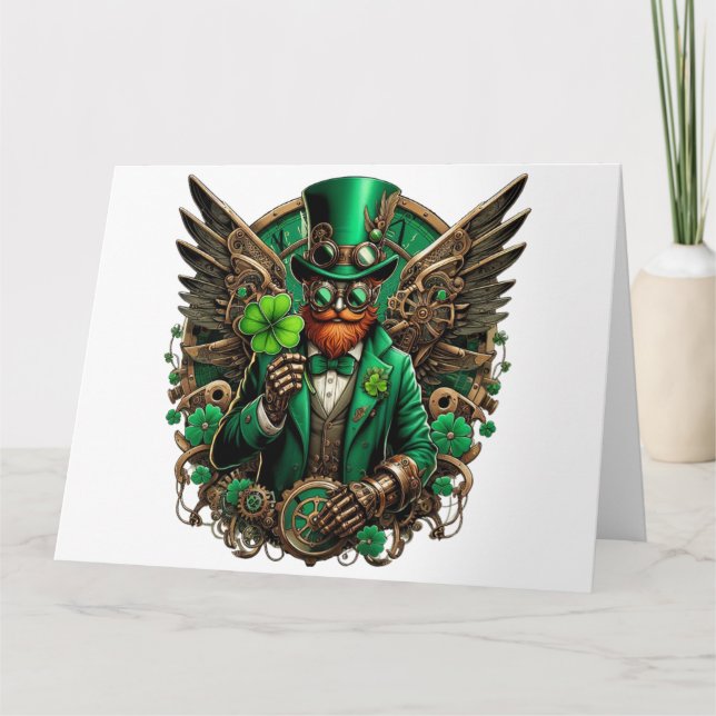 Saint patrick's day steampunk klöver kort (Framsida)