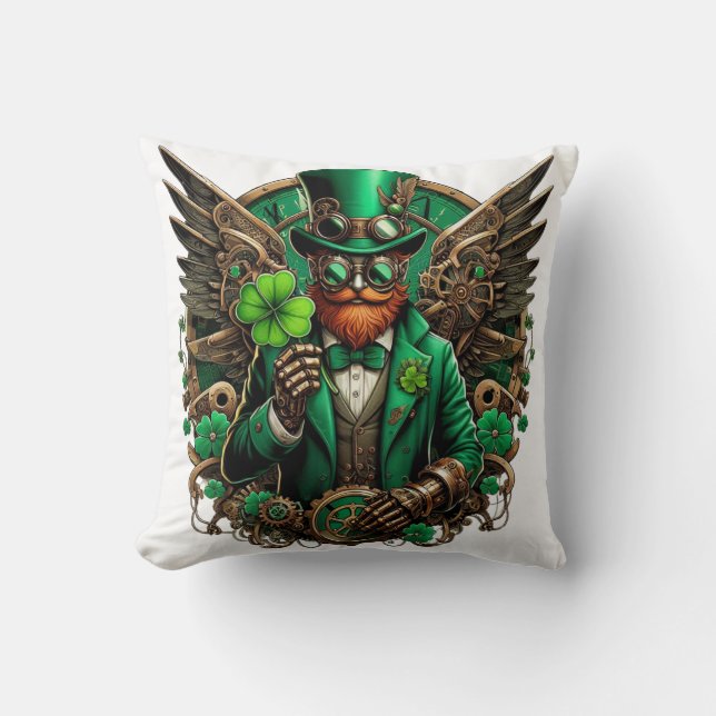 Saint patrick's day steampunk klöver kudde (Framsida)