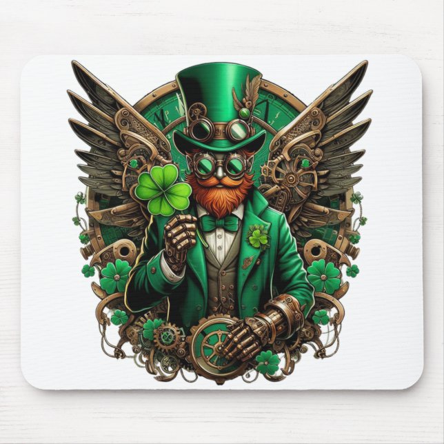 Saint patrick's day steampunk klöver musmatta (Framsidan)