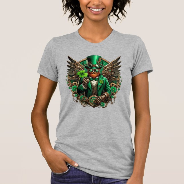 Saint patrick's day steampunk klöver t shirt (Framsida)