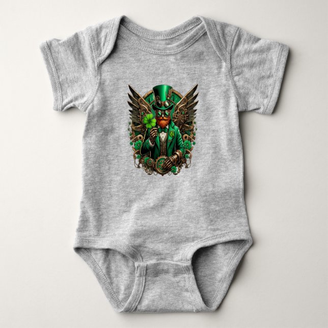 Saint patrick's day steampunk klöver t shirt (Framsida)