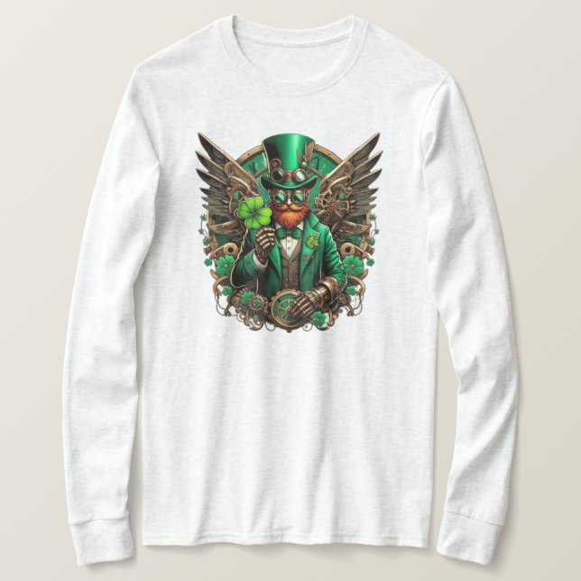 Saint patrick's day steampunk klöver t shirt (Design framsida)