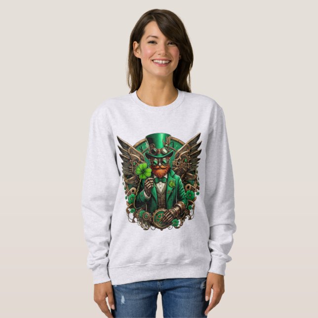 Saint patrick's day steampunk klöver t shirt (Hel framsida)